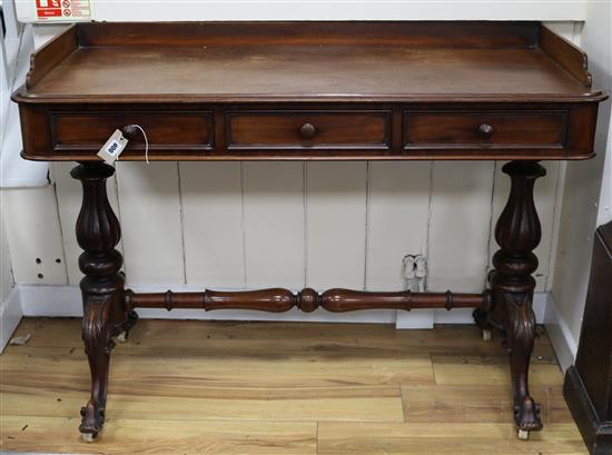 A Victorian mahogany stretcher hall table, W.120cm